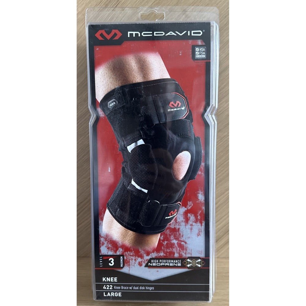 McDavid Knee lvl3 Brace Large 422‎ Dual Disk Hinges High Performance Neoprene